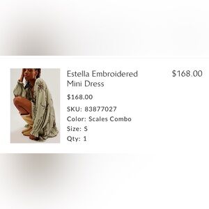 Free People Estella Embroidered Mini Dress Sz Small